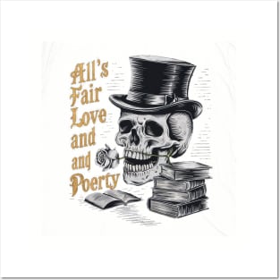 all s fair in love and poetry skull vintage Posters and Art